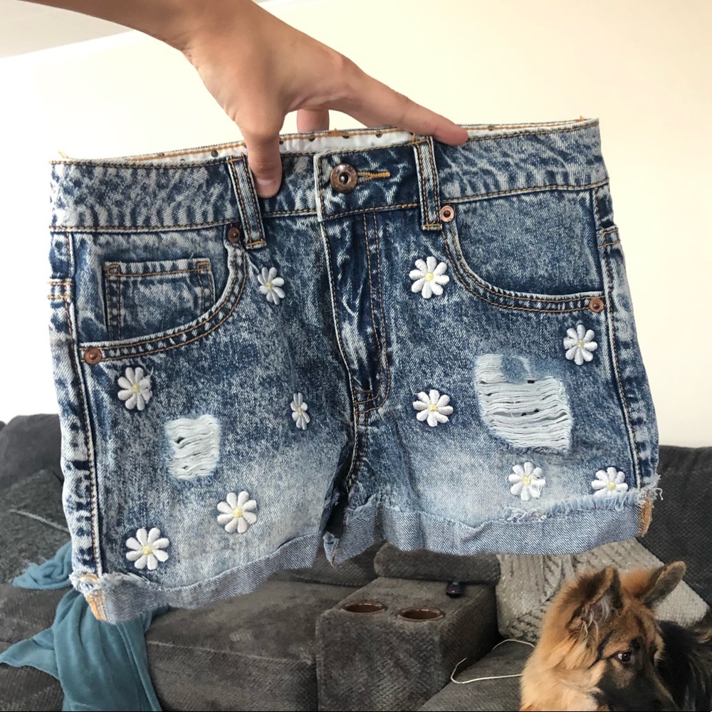 Flower Jean Shorts